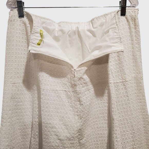 Preowned Gianni Bini White Cotton Eyelet Aline Skirt with Zipper Women's Siz - Picture 5 of 6